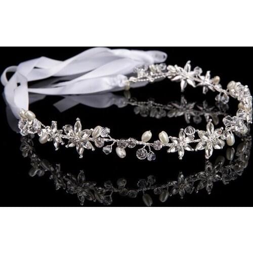 Luxcury Crystal Headbands Wedding Hair Accessories Handmade Hair Decoration Pearl Rhinestone Head Wear Hair Ornament For Bride