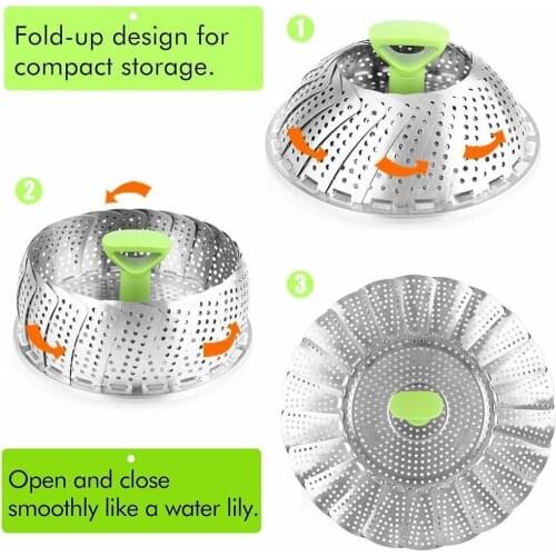 Stainless Steel Folding Steamer Basket Stainless Steel Fish Steamed Steamer Vegetable Steamer Telescopic V0B3