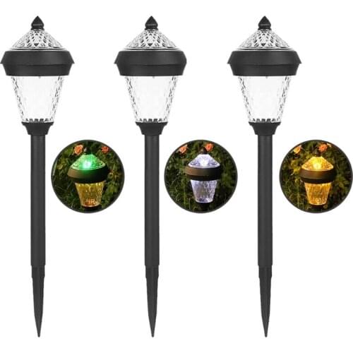 Retro Street Lamp Style Solar Lawn Light with Stake Street Night Light Garden Pathway Lamp Outdoor Creative Decorative