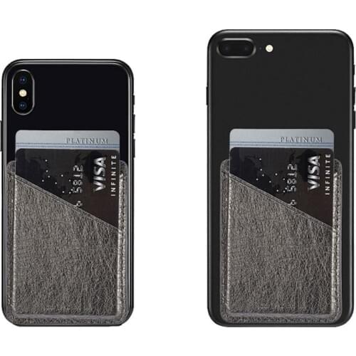 Ultra Slim Leather Mobile Phone ID Card Holder Wallet Credit Pocket Adhesive Sticker LX9F