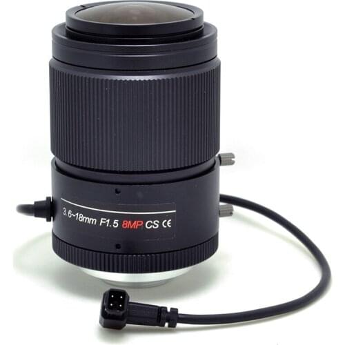 4K 8.0mp HD 3.6-18mm F1.5 1/1.7" DC/CS Mega pixels Varifocal Lens for Image Format Surveillance CCTV IP Camera