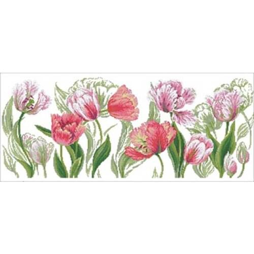 Spring tulips patterns Counted Cross Stitch 11CT 14CT 18CT DIY Chinese Cross Stitch Kits Embroidery Needlework Sets