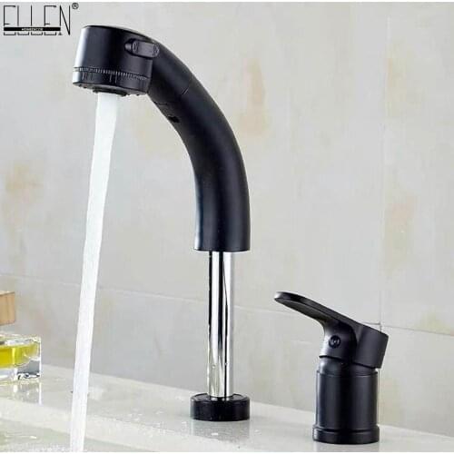 Vidric 2 Hole Bathroom Sink Faucets Widespread Black Hot Cold Crane Mixer Water Tap Bath Faucet EL1122
