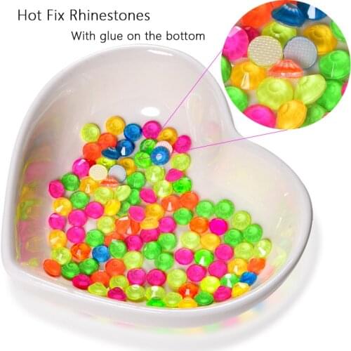 High Quality SS6-SS30 Neon Hotfix Rhinestones Glass Crystal Shiny in UV Light at Night Colorful Hot Fix Rhinestones B1346