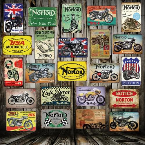 [ WellCraft ] Norton BSA Metal Signs Wall Poster Plaque Motor Mural Painting Antique Vintage bar Pub Decor FG-211