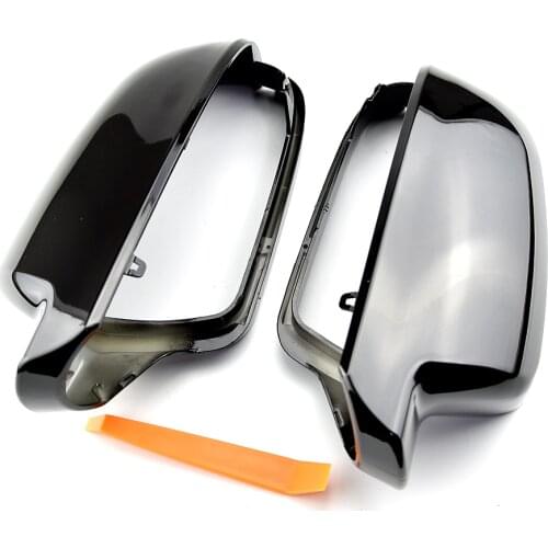 2pcs ABS Rearview Mirror Bright black Side Covers Cap B8.5 For Audi A3 8P A4 A5 2011-2016 8F0857527B 8F0857528B