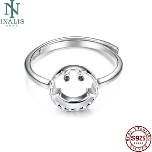 INALIS 925 Sterling Silver Rings For Women Round Smiling Face Rings Anniversary Romantic Silver Jewelry Trend The New Listing