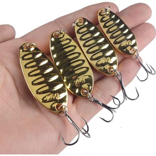 1pcs Metal Spoon Fishing Lure Treble Hook 10g 15g 20g 25g Silver Gold Metal Sequins Spinnerbait Treble Hook Hard Bait Tackle