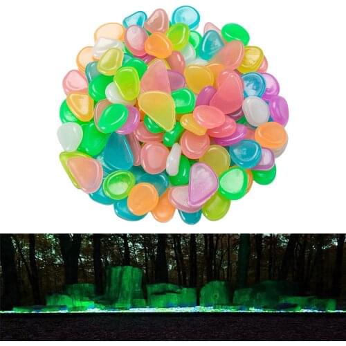 100Pcs Garden Decor Luminous Stones Glow In Dark Decorative Pebbles Outdoor Fish Tank Decoration Pebble Rocks Aquarium Mix Color