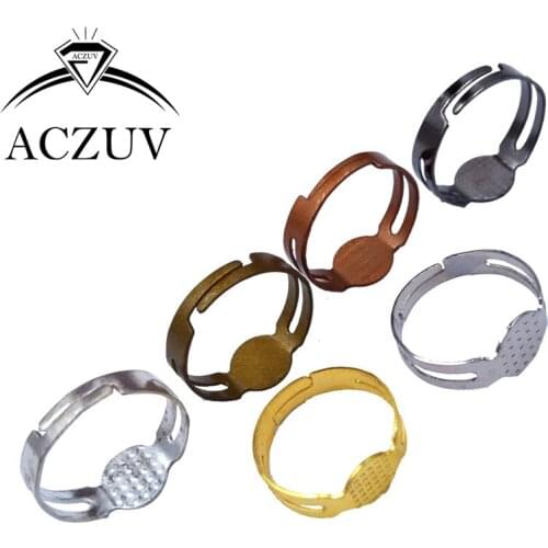1000pcs 8mm Glue Pad Adjustable Ring Pad Base Blanks Findings Gold Glue Diy Rings Make Components TJZT052