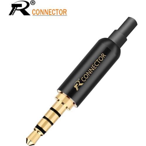 4pcs High quality 3.5mm Plug Audio Jack 4Pole Gold-plated Earphone Adapter For DIY Stereo Headset Earphone/Repair Earphone