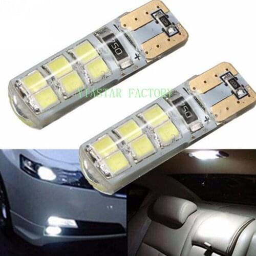 Yiastar 50X High quality silicone Car Auto LED 194 W5W 12SMD T10 12 LED SMD 2835 Wedge led Light Bulb Lamp