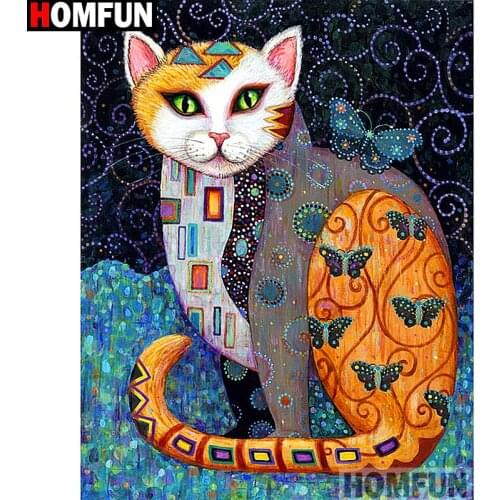 HOMFUN Full Square/Round Drill 5D DIY Diamond Painting "Cartoon cat" Embroidery Cross Stitch 5D Home Decor Gift A13003