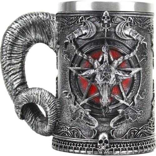 Baphomet Pentagram Horn Mug Gothic Wicca Pagan Mystical Tankard Coffee Beer Cup Mugs 600ml BEST Mystic Wicca Fan Gift