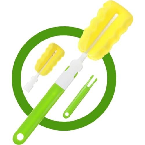 Bottle Brushes Multipurpose Sponge Brush for Baby feeding bottle with 2 PCS Replaceable cleaning sponge