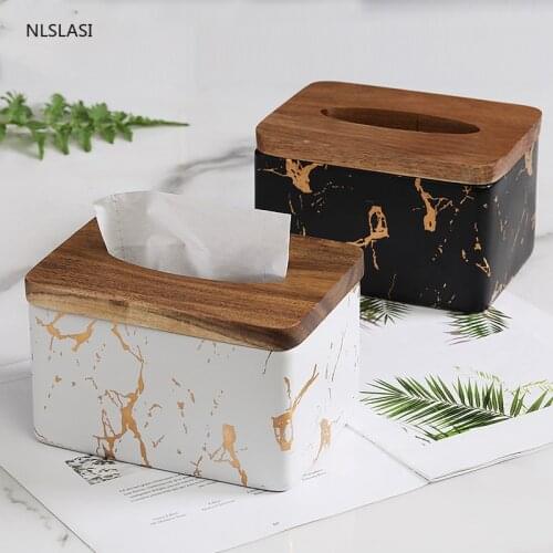 Ceramics Tissue Case Box Container Marble Pattern Portable Home Car Towel Napkin Papers Dispenser Holder Box Multifunction