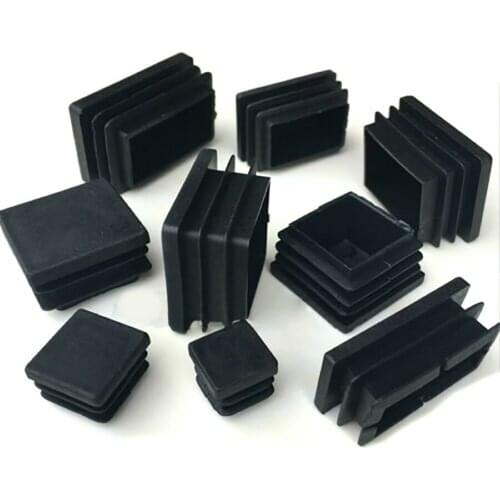 Black Square Rectangle Plastic Blanking End Cap Chair Table Feet Cap Tube Pipe Insert Plug Decorative Dust Cover Various Sizes