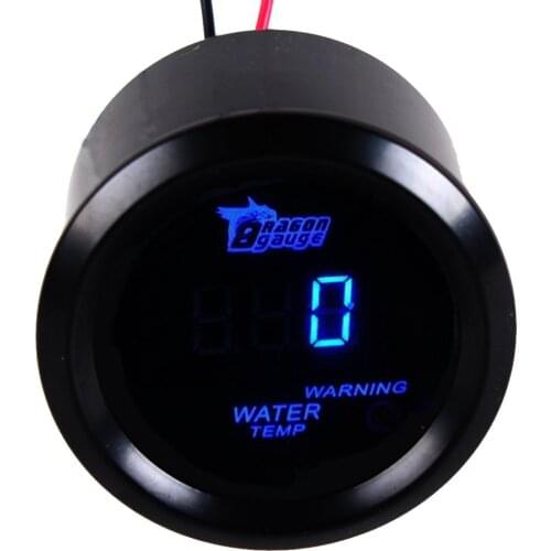 2" 52mm Black Car Auto Digital Blue LED Light Water Temp Temperature LED Gauge Meter