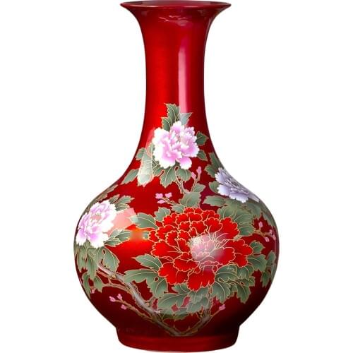 Jingdezhen Ceramic Vase Arrangement Living Room Flower Arrangement Crystal Glaze Blossom Rich Flower Ware Modern Home Decorative