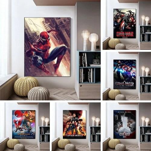 Disney Marvel Superhero Iron Man Spiderman Captain America Decoration Poster Canvas Print Home Art Wall Decoration Wall Painting