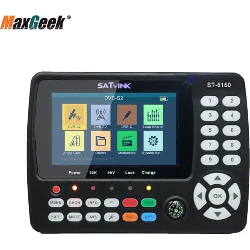 ST-5150 DVB-S2/T2/C COMBO HD Satellite TV Signal Finder Digital Signal Meter Satellite Finder H.265 HEVC MPEG-4 4.3 Inch TFT LCD