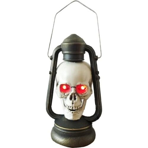 Skull Lantern With Red LED Light up Eyes 100% Plastic for Horror Halloween Decoration