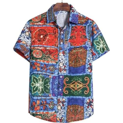 Hawaii 2020 New Summer Men Linen Shirt Casual Mens Shirt Blue Thin Breathable Slim Short Sleeve Shirts Plus Size 5xl Clothing
