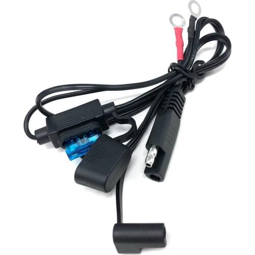 DIY 60cm 18AWG SAE Cable Ring Terminal Battery Charger Quick Disconnect SAE Extension Cord For Motorcycle Car Tractor 15A Fuse