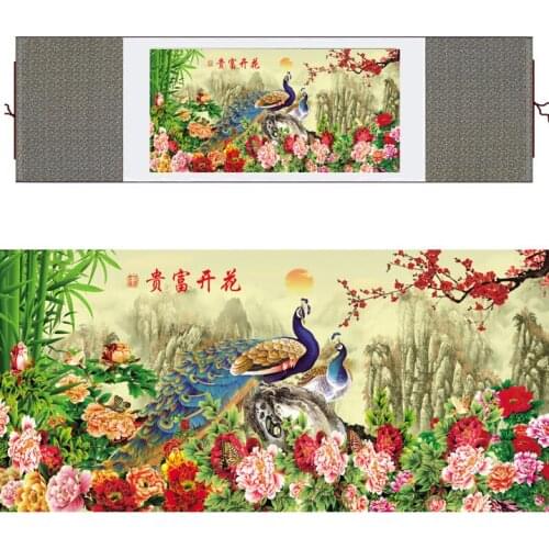 Chinese traditional art painting birds in the water silk scroll painting peacock paintingPrinted painting
