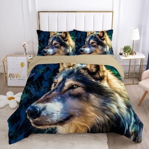 Fashion Bed linen set for home Bedding Set duvet cover 150*200 200*220 size Bed Cover 7pcs 3d Animal wolf drop ship