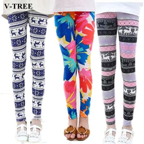Girls Leggings Children Flower Floral Printed Elastic Long Trousers Kids Girls Skinny Leggings Girls Pants 2-12Y