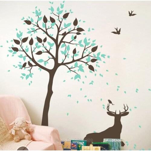 Tree Deere Wall Decals Forest Wild Life Theme Kids Room Wallpaper Nursery Art Decoration Removable Vinyl Wall Stickers LL2298