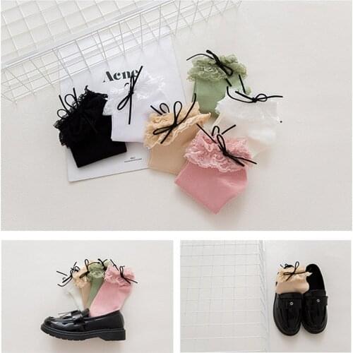 New Spring and Autumn Japanese Bowknot Lace Socks College Wind Girls Cotton Socks Fashion Socks Factory Wholesale