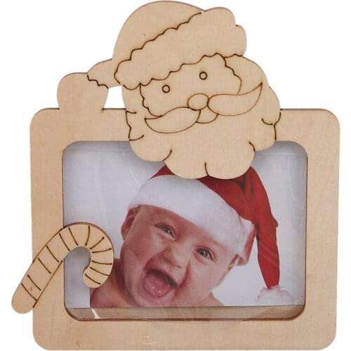 New Christmas Decor Mini Wooden Christmas Photo Frame Decoration Cute Photo Ornament for Kids Home Table Decor 1PC