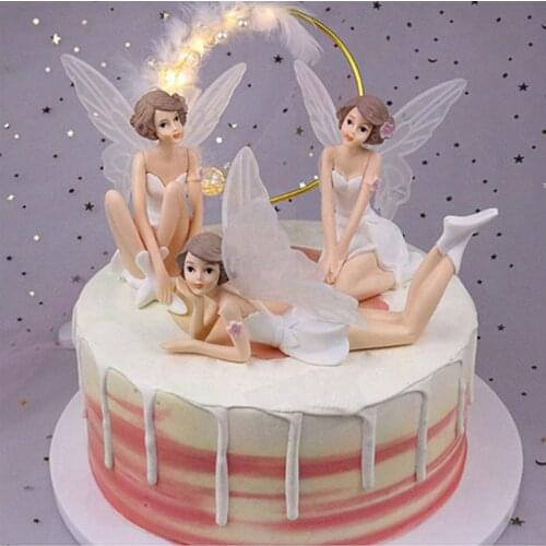 Wholesale 3Pcs-Pack Flower Fairy With PVC Wings Cake Decoration Home Ornament Doll Princess Girls Toy