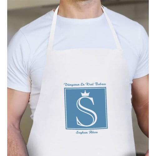 Personalized World 'S King Father Design White Kitchen Önlüğü-1