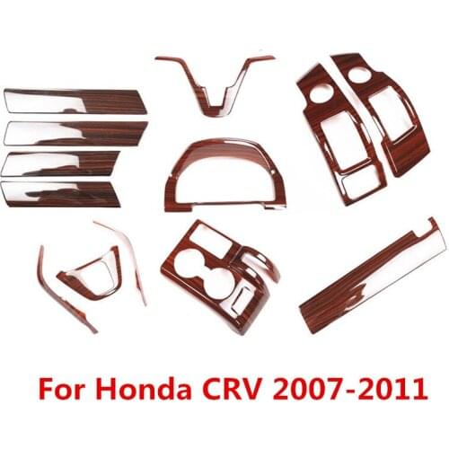 Wood Grain Car Door Panel Armrest Cover Center Console Drink Holder Outlet Moulding Trim for Honda CRV 2007 2008 2009 2010 2011