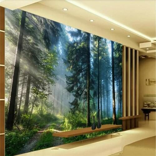 Custom 3d wallpaper forest landscape background wall - large high-grade wall cloth manufacturers wholesale