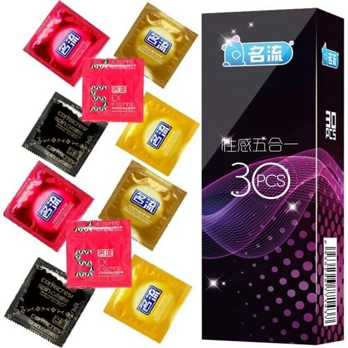 PERSONAGE 30PCS/Pack 5 Types Penis Condoms Adult erotic Sex toys for men for couples Natural Latex Rubber Male Condom sex shop