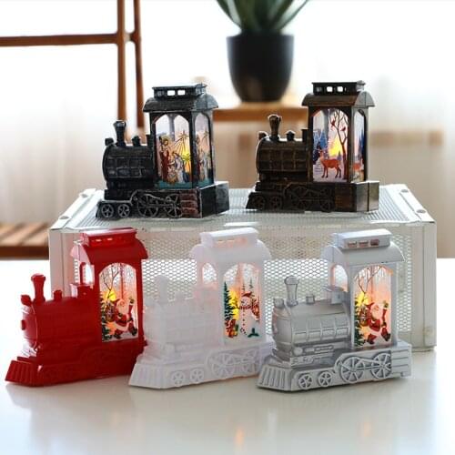 New Christmas Ornament LED Lamp Desktop Santa Claus Elk Train Lantern Christmas Party Decoration Prop Lights Kids Gift