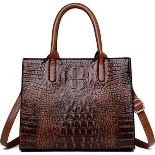 Vintage Leather Handbags And Purses Ladies Totes Bag Luxury Crocodile Female Shoulder Messenger Bags Designer Satchel Feminina