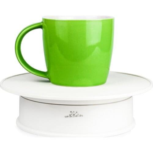 8 inch Battery Powered Felt Top Moving Rotary Rotating Display Turntable Stand for Jewelry, toys, small products show White