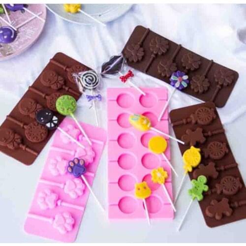1 Pcs Ice Cookie Biscuit Mold Pan Silicone Cake Molds Pudding Jelly Candy Cake Chocolate Soap Bakeware Round Lollipop Mould