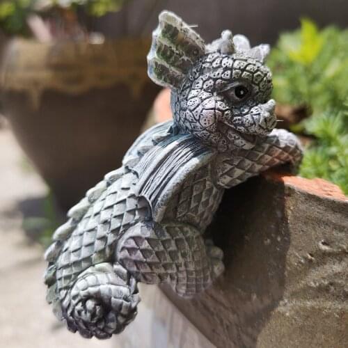 4x 3D Garden Statue Lawn Flowerpot Sculpture Bookcase Dragon Figurine Decor