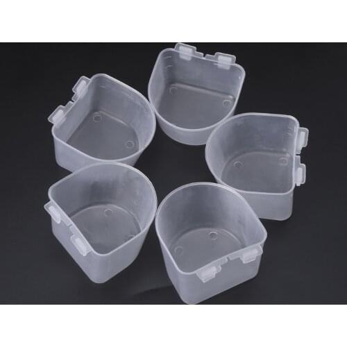 5 PCS / Set Parrot Bird Hamster Flat Bottom Feeding Cup Hanging Drinking Food Bowl Tools