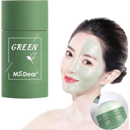 Green Tea Eggplant Face Cleansing Mask Stick Oil Control Moisturizing Acne Treatment Pore Cleaning Facial Skin Care Dropshipping