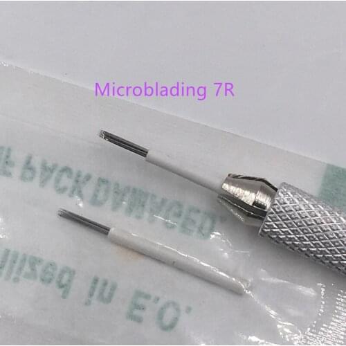 50pcs 7 Round needles for manual pen Semi permanent makeup manual fog eyebrow needle R7 liner microblading eyebrow pen needles