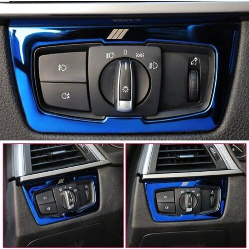 For BMW F30 F34 320i 3 series Accessories Stainless steel Headlight Switch Buttons Decor Cover Interior Trim Car Styling Sticker
