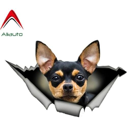 Aliauto Black and Tan Chihuahua Car Vinyl Sticker Torn Metal Decal Reflective Stickers Waterproof Car Sticker Decals,13cm*8cm
