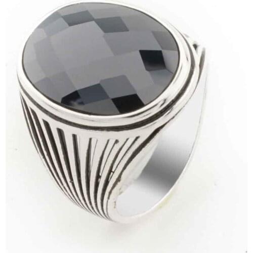Black Zircon Silver Men Ring Model 3